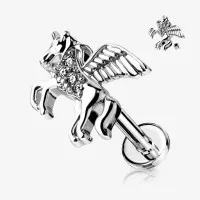 Piercing Cartilagem Labret Unicórnio com Design Alado