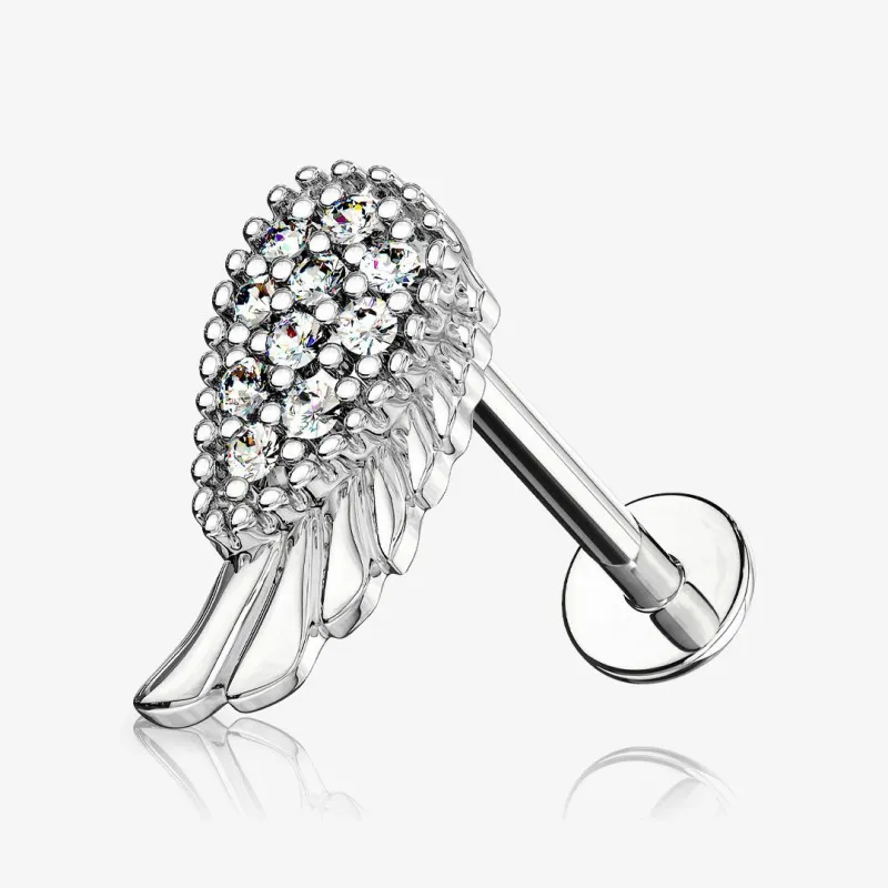 Piercing Cartilagem Labret Asa com design de anjo em aço cirúrgico