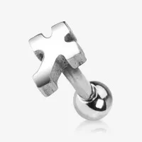 Piercing Barbell Cruz em aço cirúrgico com design gótico