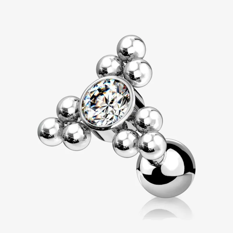 Piercing Barbell Triângulo com esferas em aço cirúrgico, design feminino para cartilagem