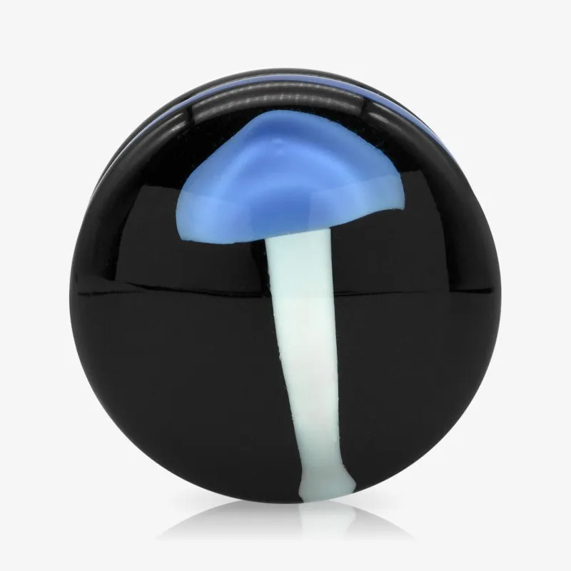 Alargador Plug de Vidro Cogumelos Azuis - Vidro