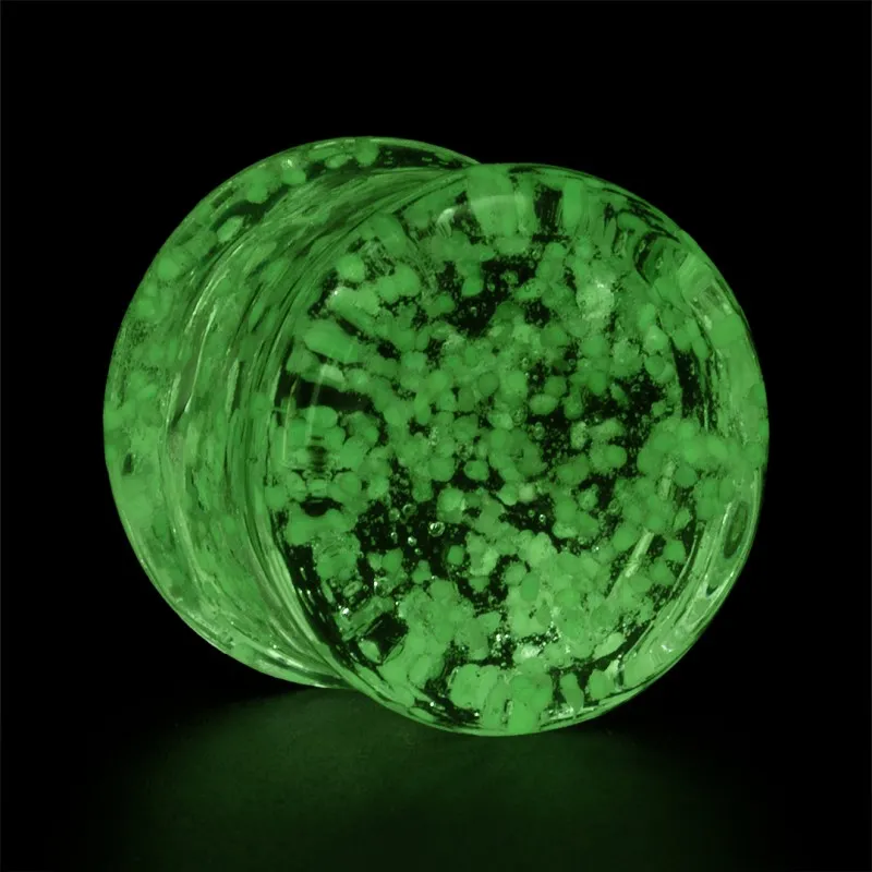 Alargador Plug de Vidro fluorescente verde em formato cilíndrico