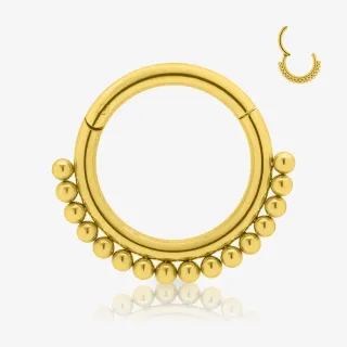 Piercing Argola Dourada Clicker com bolinhas decorativas