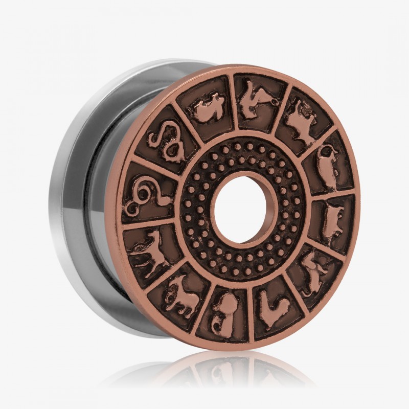 Alargador Aço Cirúrgico Zodiaco Bronze Rosca - Detalhados