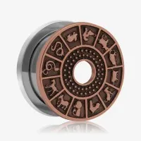 Alargador Aço Cirúrgico Zodiaco Bronze Rosca é na ALARGS