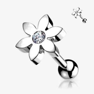 Piercing Barbell Margarida em aço com flor delicada