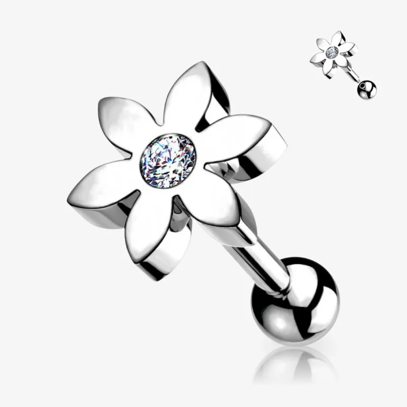 Piercing Barbell Margarida em aço com flor delicada