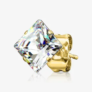 Brinco dourado zircônia quadrada com acabamento impecável e brilho intenso