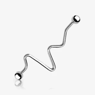 Piercing Transversal Batimento em aço cirúrgico prateado com design de batimentos cardíacos