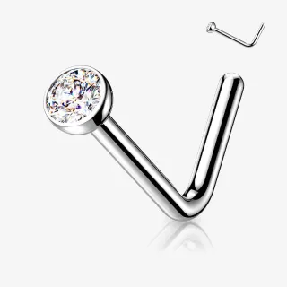 Piercing Nariz L Titânio com strass delicado no topo