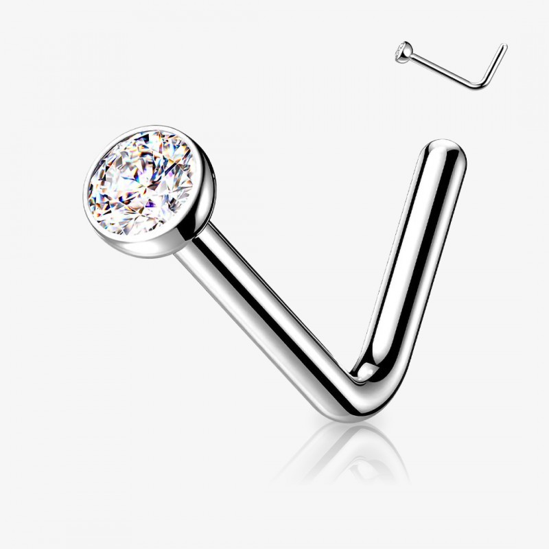 Piercing Nariz L Titânio com strass delicado no topo