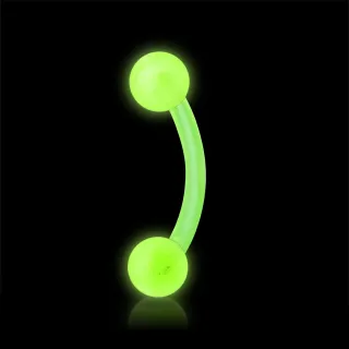 Piercing curvo fluorescente com bolinha de acrílico colorido flexível