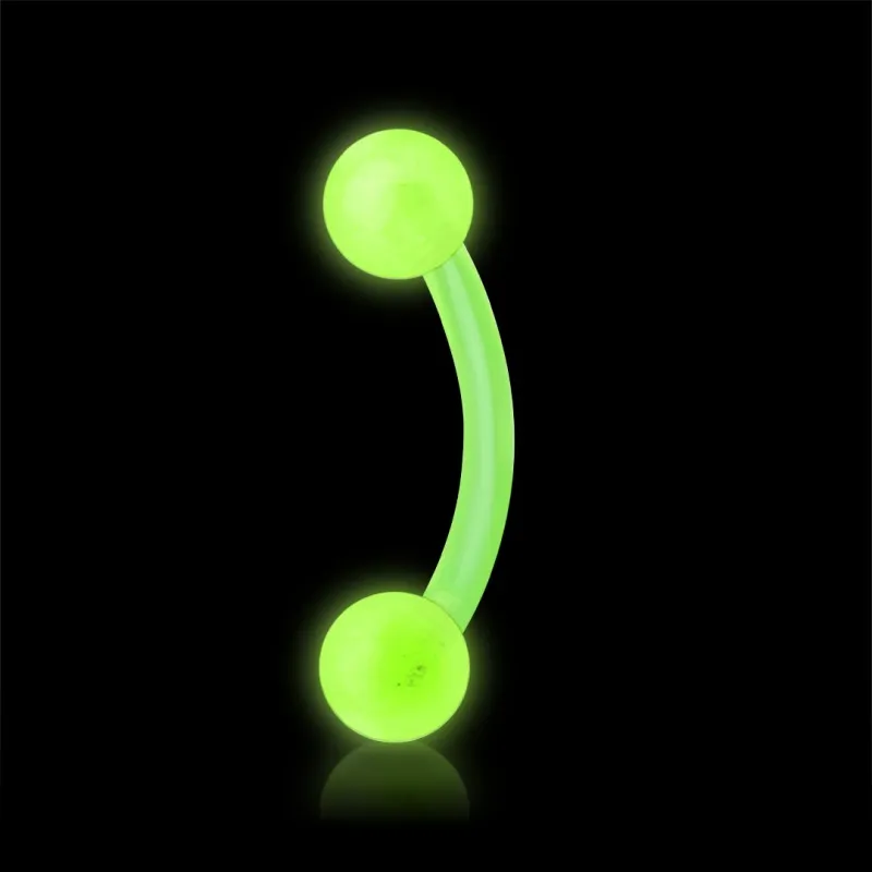 Piercing curvo fluorescente com bolinha de acrílico colorido flexível