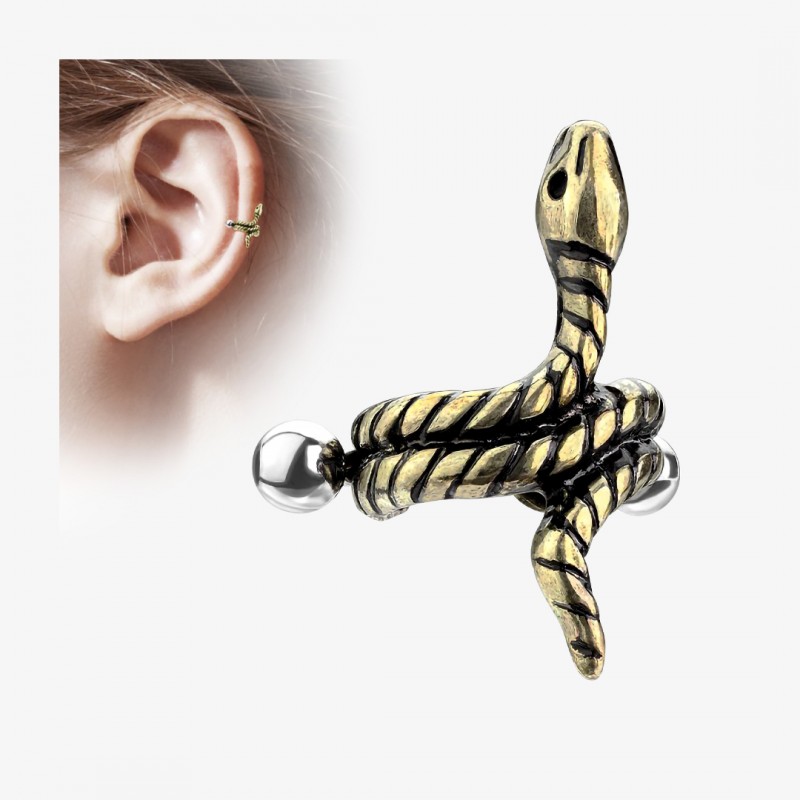 Piercing Helix Snake - Dourado - Piercings de Helix