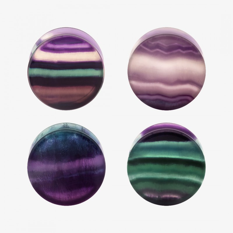 Plug de Pedra Fluorita Natural - Plano - Pedra