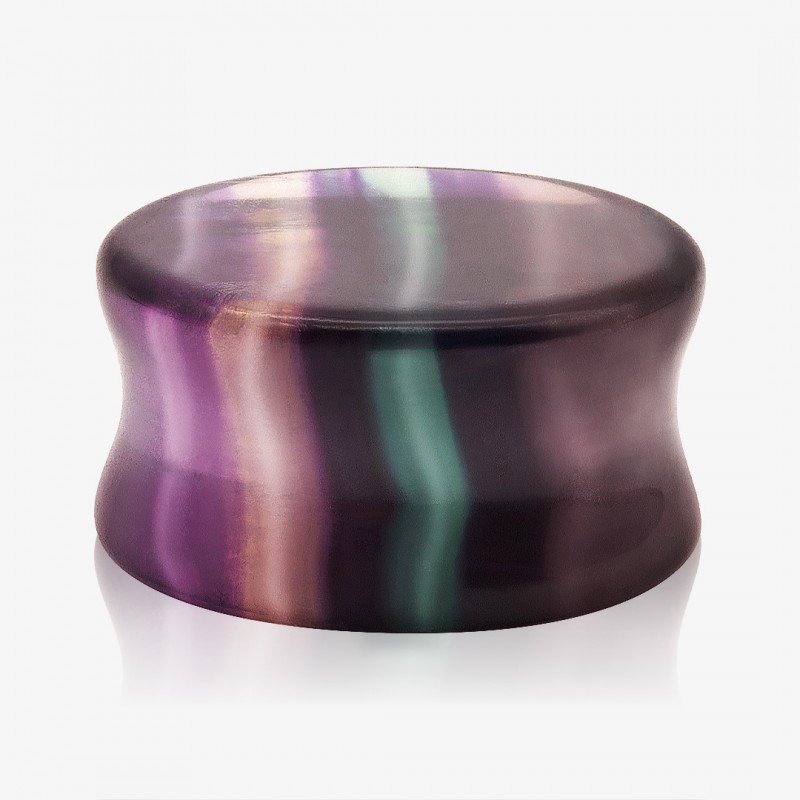 Plug de Pedra Fluorita Natural - Plano - Pedra