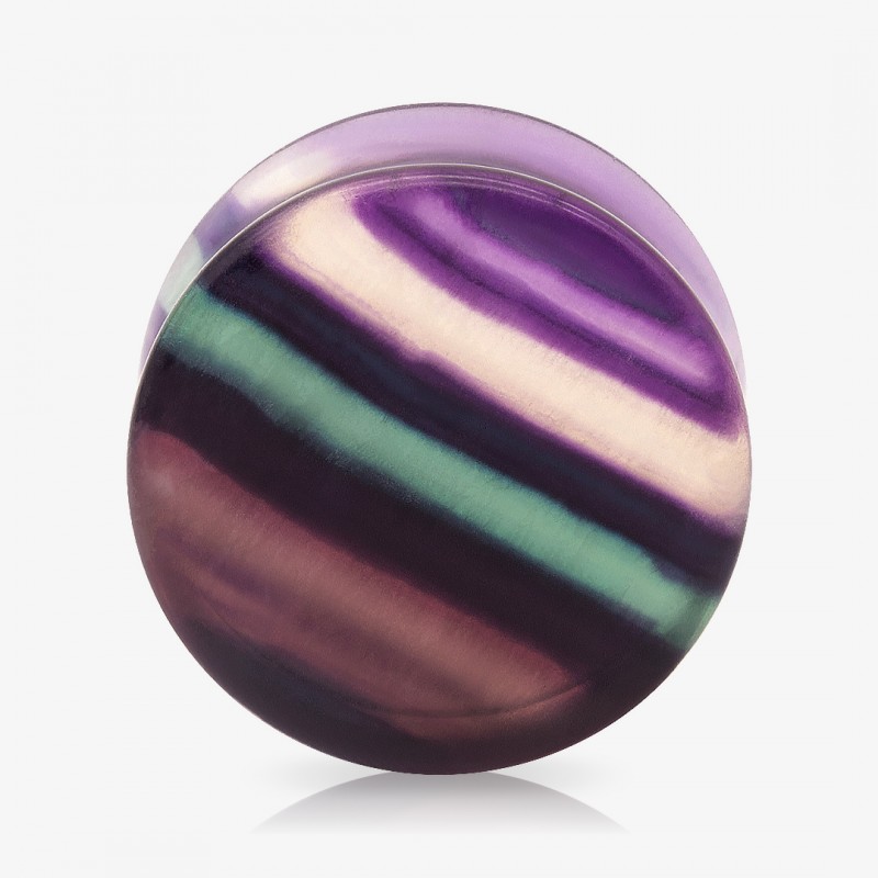 Plug de Pedra Fluorita Natural - Plano - Pedra