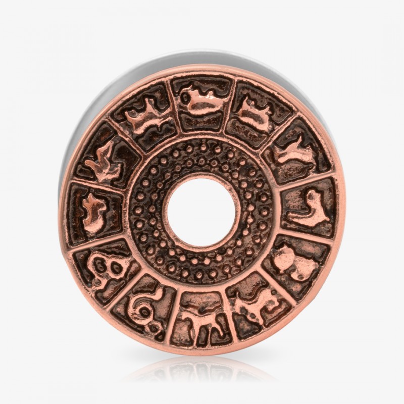 Alargador Aço Cirúrgico Zodiaco Bronze Rosca - Detalhados