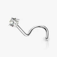 Piercing Nariz U Zircônia com Design Quadrado Cravado