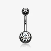 Piercing Umbigo Preto com Strass Duplo Brilhante