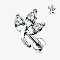 Piercing Cartilagem Labret Ramo com Zircônias Delicadas