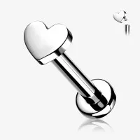 Piercing Labret Titânio Coração com Design Delicado e Seguro