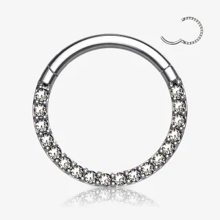 Argola clicker titânio com zircônia lateral cravada brilhante