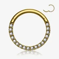 Argola Clicker Titânio Dourado com fecho seguro e zircônia