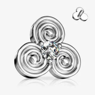 Triskle Celta Base Microdermal em aço cirúrgico com acabamento prateado