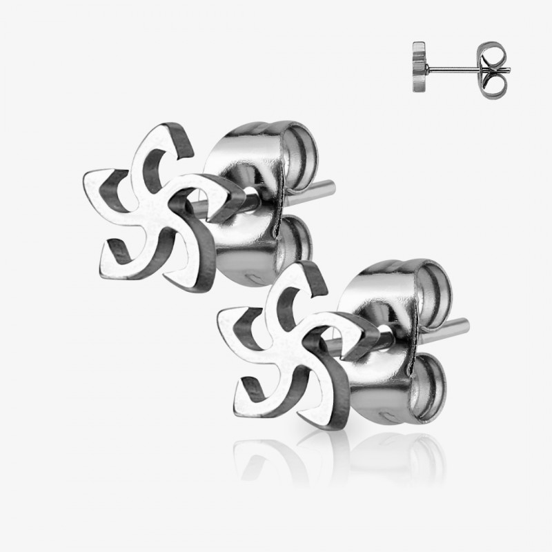 Brinco Estrela Tribal Par em aço cirúrgico com design feminino e tribal