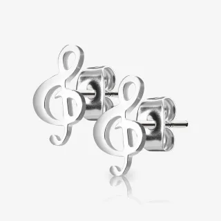 Brinco Clave de Sol feminino em aço inoxidável – par ALARGS