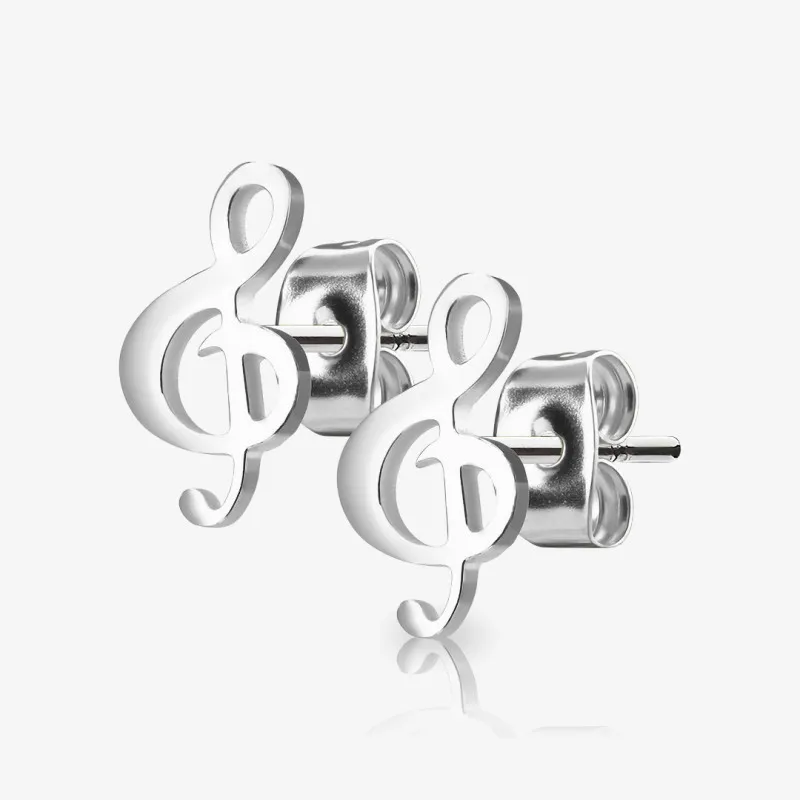 Brinco Clave de Sol feminino em aço inoxidável – par ALARGS