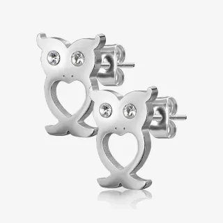 Brinco Coruja Par delicado feminino em aço cirúrgico