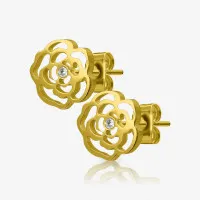 Brinco Rosa Dourada Par - Elegância e Estilo Feminino