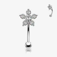 Piercing Sobrancelha Flor com Zircônia | Brilho e Delicadeza