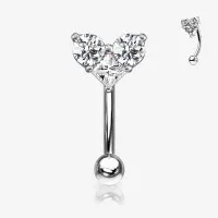 Piercing Sobrancelha Coração com Zircônias Cravejadas