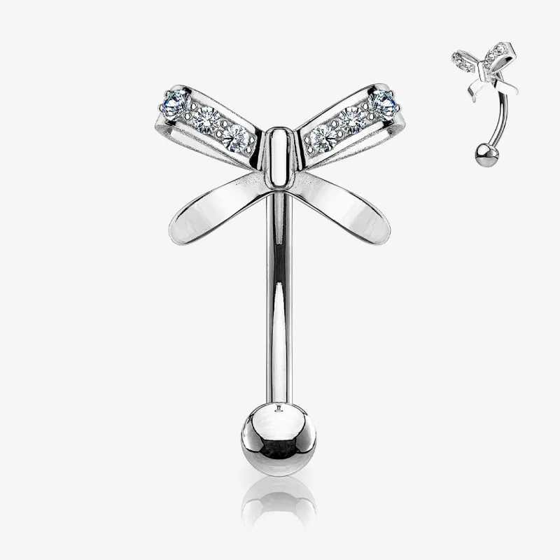 Piercing sobrancelha laço em aço cirúrgico com bolinha