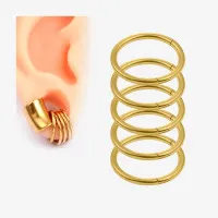 Algema de lóbulo com Argolas de Aço Cirúrgico Dourado