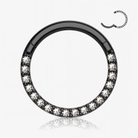 Piercing Argola Preta Clicker com Zircônias na Lateral