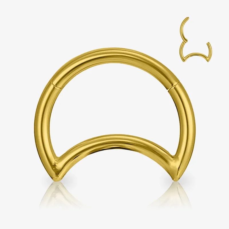 Argola Meia Lua Clicker Dourada em titânio hipoalergênico