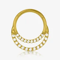 Argola Clicker de Titânio com Zircônias Cravadas Dourada