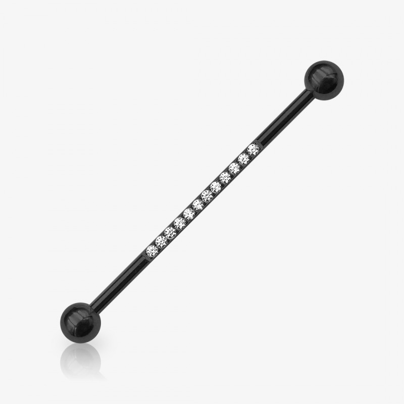 Piercing Transversal Preto Zircônias Cravadas - Piercings Transversal