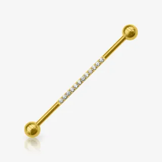 Piercing Transversal Dourado Zircônias Cravadas - Piercings Transversal
