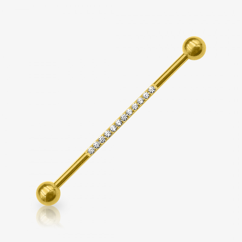 Piercing Transversal Dourado Zircônias Cravadas - Piercings Transversal