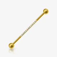 Piercing Transversal Dourado Zircônias em Aço Cirúrgico