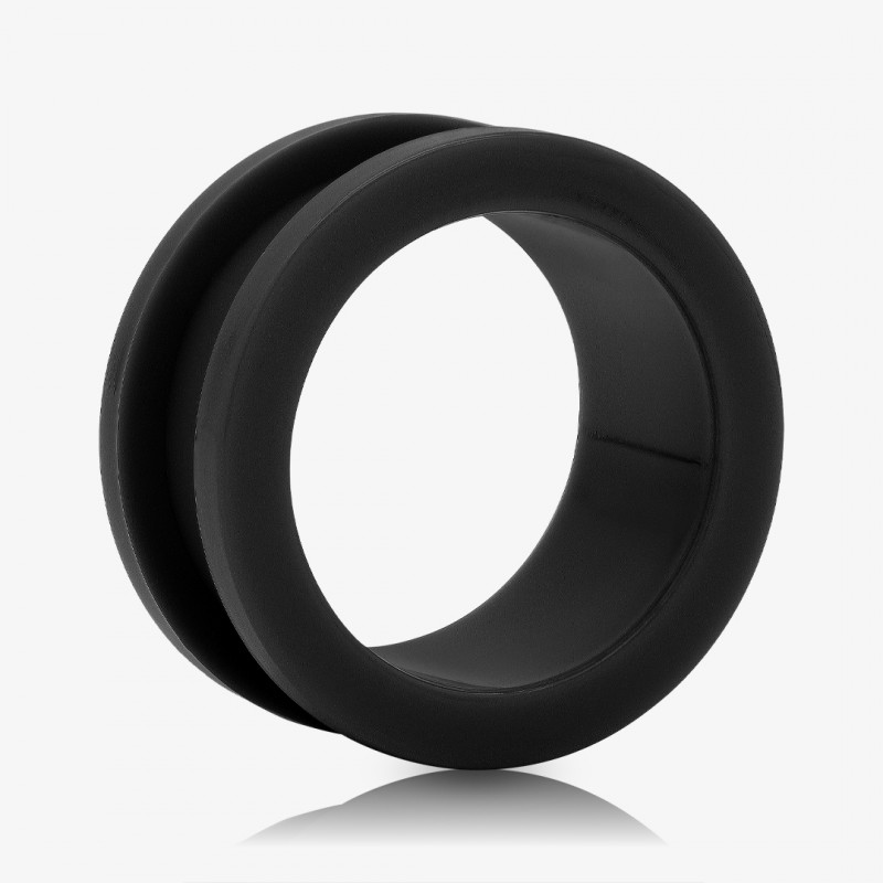 Alargador de acrílico preto com rosca de encaixe seguro e acabamento liso