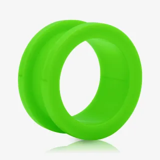 Alargador de acrílico verde com rosca simples e superfície lisa