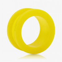 Alargador de acrílico amarelo com rosca, ideal para alargamento confortável e estiloso.
