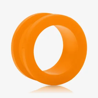 Alargador de Acrílico Laranja com rosca visto em detalhe