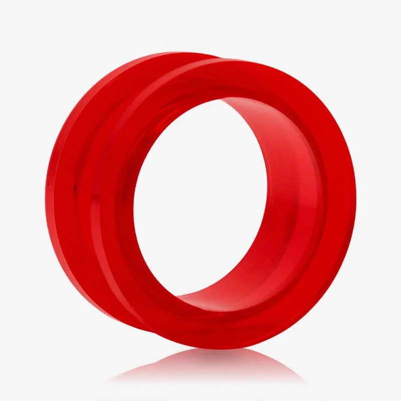 Alargador de acrílico vermelho translúcido com rosca para orelha